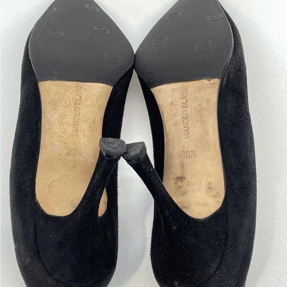Manolo Blahnik Black Suede Pointed Toe Heels 39.5 EU Classic Pumps Designer - Picture 6 of 8